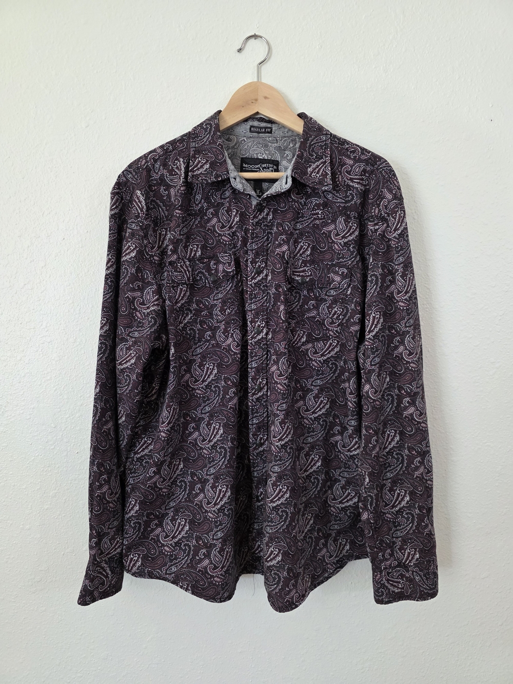 Moonshine Spirit Men's Maroon Paisley Buttondown Shirt